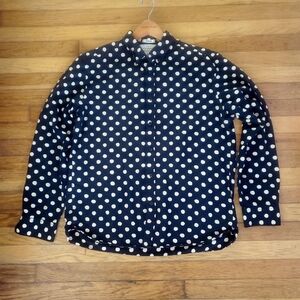 H&M LOGG Mens Black and White Polka Dot Long Sleeve Button Down Shirt